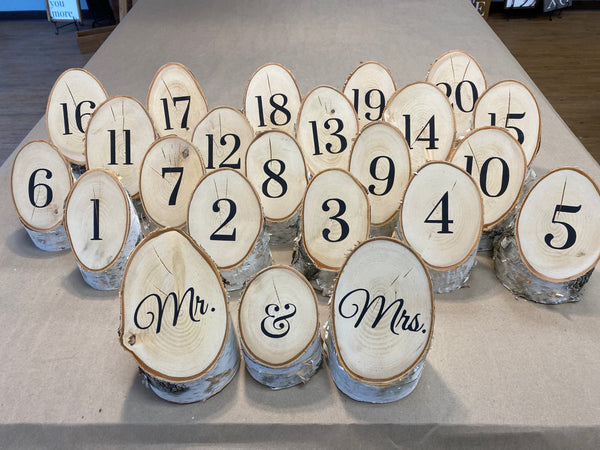 Wedding Rental - Birch Branches and Table Numbers for Seating