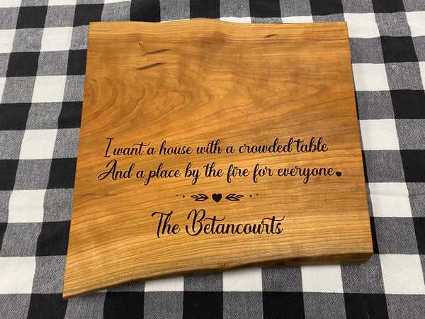 Laser Engraved Black Cherry Wood Charcuterie Board