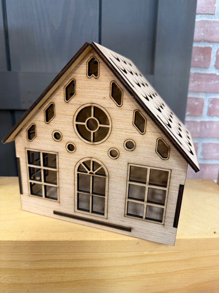 Photo of an unpainted wood holiday house