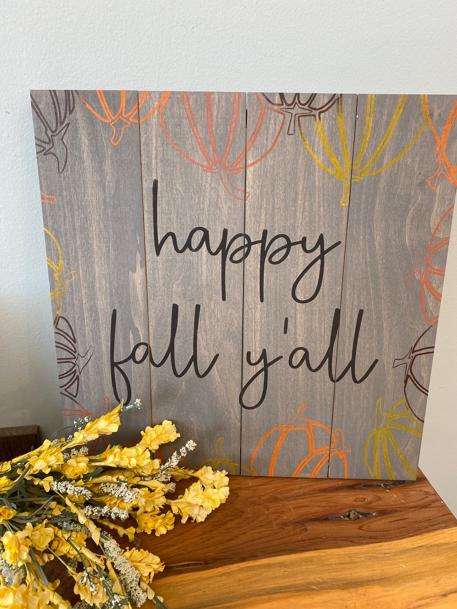 Happy Fall y'all 14" Square Sign