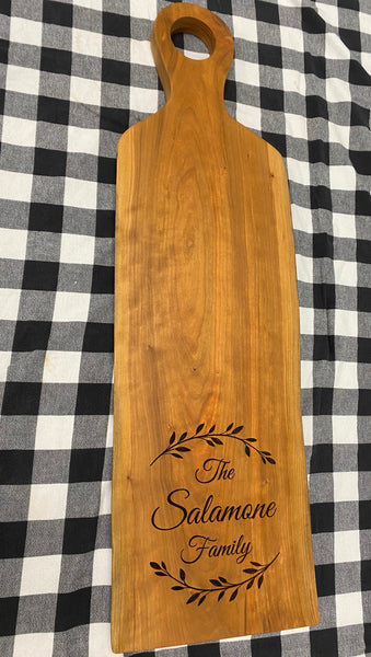 Laser Engraved Black Cherry Wood Charcuterie Board