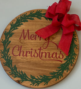 Merry Christmas Wreath with bow sign